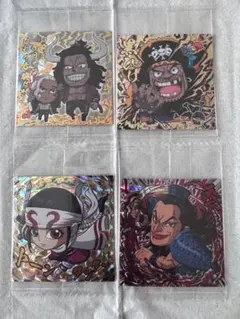 【未開封】ワンピース ＆ キングダム ウエハースシール 4枚セット 黒ひげ 他