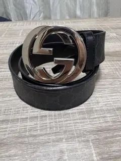 良品 Gucci 本革 レザーベルト G インターロッキング イタリア製 男女 