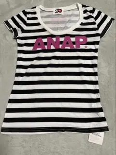 新品 ANAP ロゴプリント 半袖Tシャツ ボーダー柄⭐️のサムネイル