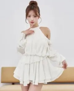 ダーリッチ Darich ボリュームシフォンミニワンピース FLホワイト