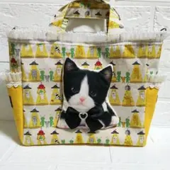 ハンドメイド♥サイドポケット付きトートバッグ　UFOキャチャーねこのサムネイル
