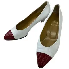 yy55 Burberry ホワイト/レッド パンプス レザー 22cmのサムネイル