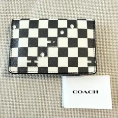 【新品】コーチ　カードウォレット　チェッカーボードプリント　二つ折りカードケース