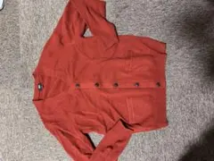 オレンジ ボタン付きカーディガン Mサイズ