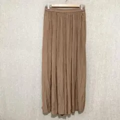 美品✦UNIQLO ワッシャーサテンスカートパンツ L ベージュ とろみ ゴム