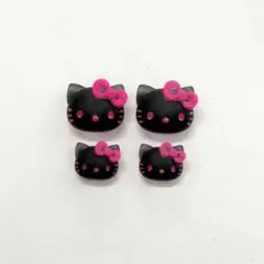 サンリオ日焼けキティネイルパーツマット黒ブラックピンクリボンハートキラキラ