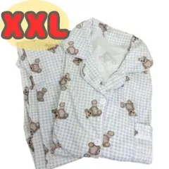 ルームウェア パジャマ 韓国 クマ柄 熊 部屋着 新品XXL韓国 前開き 長袖