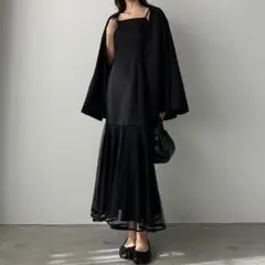 【美品】Louere / 裾シアーチュールマーメイドキャミワンピース　【M】