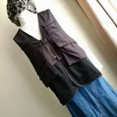 ニコアンド フィッシングベスト 3ウェイ メッシュ 黒 アウトドア