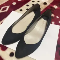 スエードパンプス 黒