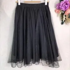 Couture brooch　チュールスカート 38　ウエストゴム　黒　裏地あり