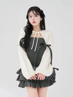 darich ティアードフリルミニワンピース グレー