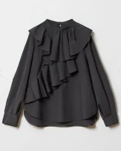 【未使用級】ルルウィルビー ブラウス レース リボン パール 黒 2 長袖 未使用級✨ルルウィルビー 現行 ブラウス レース リボン パール