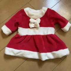 PETIT CADEAU 赤と白のフリースドレス 60