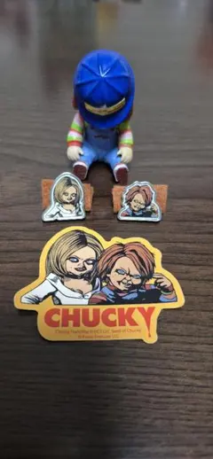 チャッキー、ティファニー、ピンバッジセット、ステッカー1枚