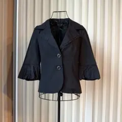 ランバンコレクション　七分袖ジャケット　黒色　サイズ40　ブラック
