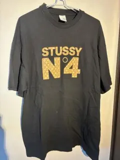 90s OLD STUSSY USA製 STUSSY N°4 Tシャツ 黒 XLのサムネイル