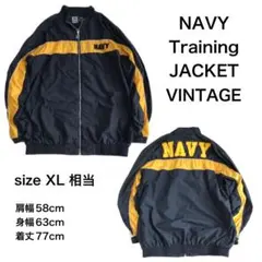 US NAVY トレーニング　ナイロンジャケット　裏地付　ワッペン　ネイビー