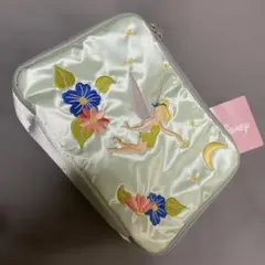 ティンカーベル　刺繍ポーチ　サテン