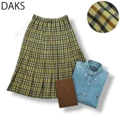ダックス DAKS 膝丈 プリーツ スカート 60-88 クラブチェック柄 ♪