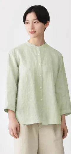 新品タグ付き！ 無印良品のリネン洗いざらし七分袖ブラウスです♪ Mサイズ