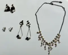 アクセサリー4点まとめ売り イヤリング ネックレス パール調 シルバー系