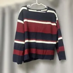 INGNI ボーダーニット 長袖 ネイビー×ボルドー