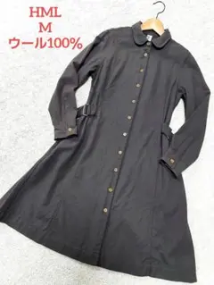 MHL　ウール100％サイドベルトシャツワンピース　M　美品✨