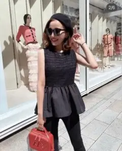 【新品未使用】sheller シェリエ　サイドテール ペプラムトップス　ブラック one shoulder jacquard peplum tops – shéller / シェリエ