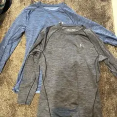 アンダーシャツ 2枚セット 青 灰色 ポリエステル