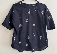 Bleu Bleuet ブルーブルーエ ハーフスリーブ刺繍ブラウス