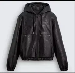 ZARA フェイクレザージップパーカー