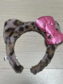 USJ ユニバ カチューシャ ヒョウ柄 ピンク リボン レオパード