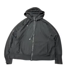 ジップアップパーカー　ラグラン　無地　古着　ブラック　XL 7Aa