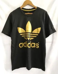 90s 00s adidas アディダス Tシャツ ゴールドブラックトレフォイル