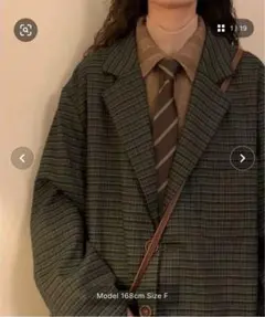 ジャケット オーバーサイズ 緑 チェック