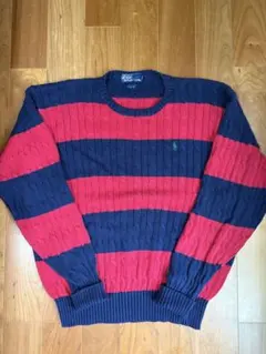 90年代 ラルフローレン ケーブル編みボーダーニット