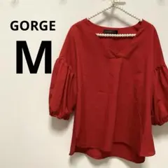 GORGE レッド バルーンスリーブ シャツ　薄手