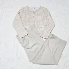 RETICA ツイード セットアップ ベージュ パールボタン 入学式 入園式 M