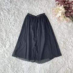 ELLE シフォンフレアスカート（36）黒系　フェミニン　ミモレ丈
