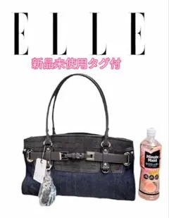 新品未使用タグ付　ELLEデニム風肩掛バッグ 定価¥14,850のサムネイル