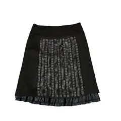 リツコシラハマ　　新品　タグあり　黒 フレアスカート 段階的フリル　アンゴラ混 リツコシラハマ 新品 タグあり 黒 フレアスカート 段階的フリル