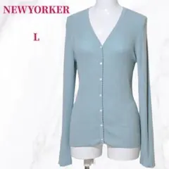 ✨美品✨ニューヨーカー シアーVネック リブカーディガン(L) 春夏のサムネイル