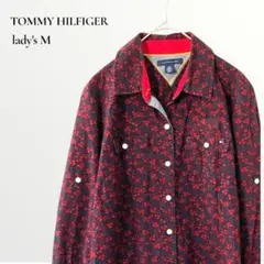 トミーヒルフィガー／長袖シャツ ロールアップ可 花柄 総柄 レトロのサムネイル