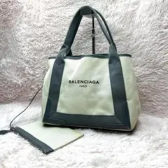 BALENCIAGA バレンシアガ ネイビーカバス S トートバッグ グレーのサムネイル