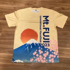 富士山マラソン 2023 Tシャツ イエロー L 桜 波 鶴 和柄のサムネイル
