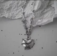 メタルパンクチェーンハート型ネックレス Y2K 韓国