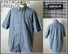 ★名作★紺タグ 90s ビンテージ オールド ユニクロ チェック柄 シャツ L