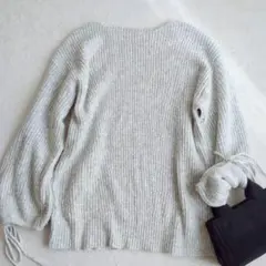 ナイスクラップ◇袖リボンニットミニワンピース ボートネック あざとかわいい F