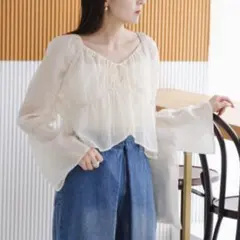Kastane 長袖 シアーブラウス Sサイズのサムネイル